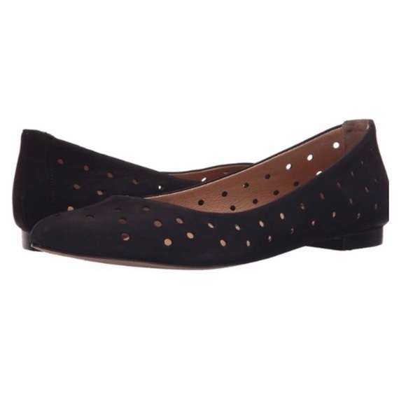 Corso Como Black Suede Gabrielle Perforated Pointed Toe Flats - Picture 1 of 13